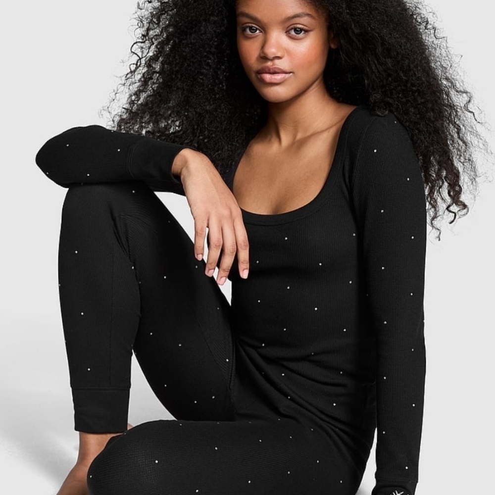 Victoria's Secret Black Pajama Set with Subtle Sheen